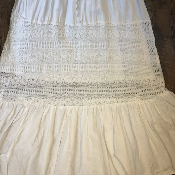 Hekka Women’s Lace Button Up Spaghetti Strap Boho Maxi Dress White L - Picture 3 of 6